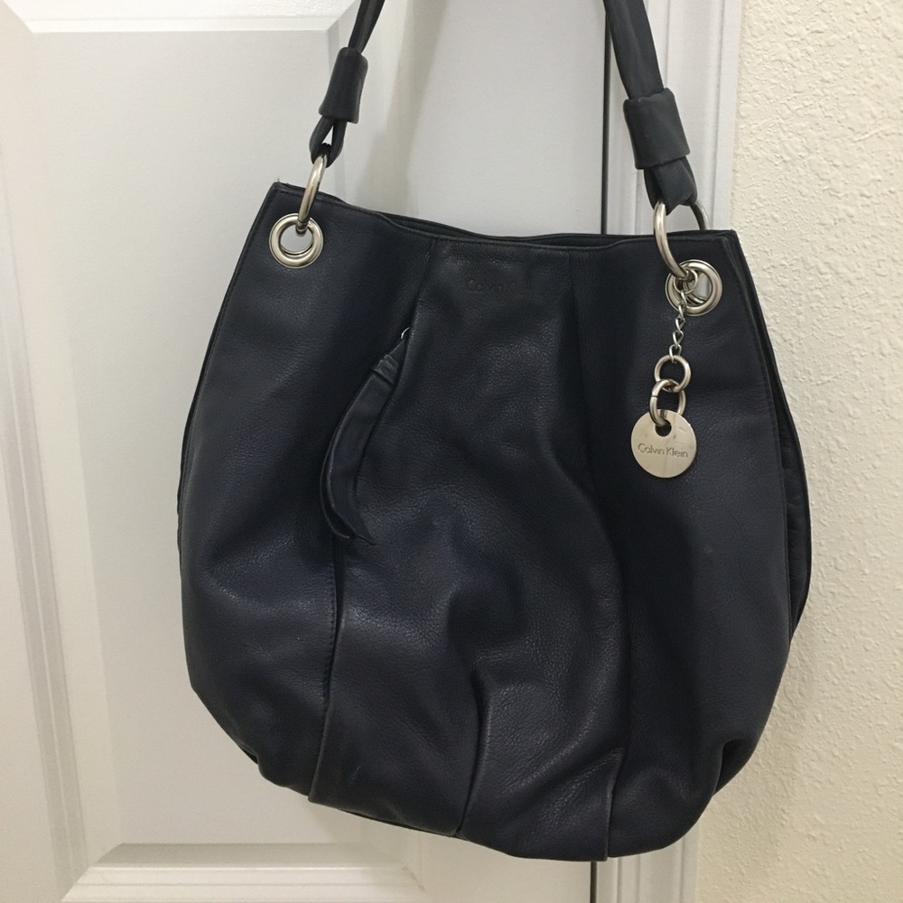 Navy Blue CalvinKlein Slouchy leather purse